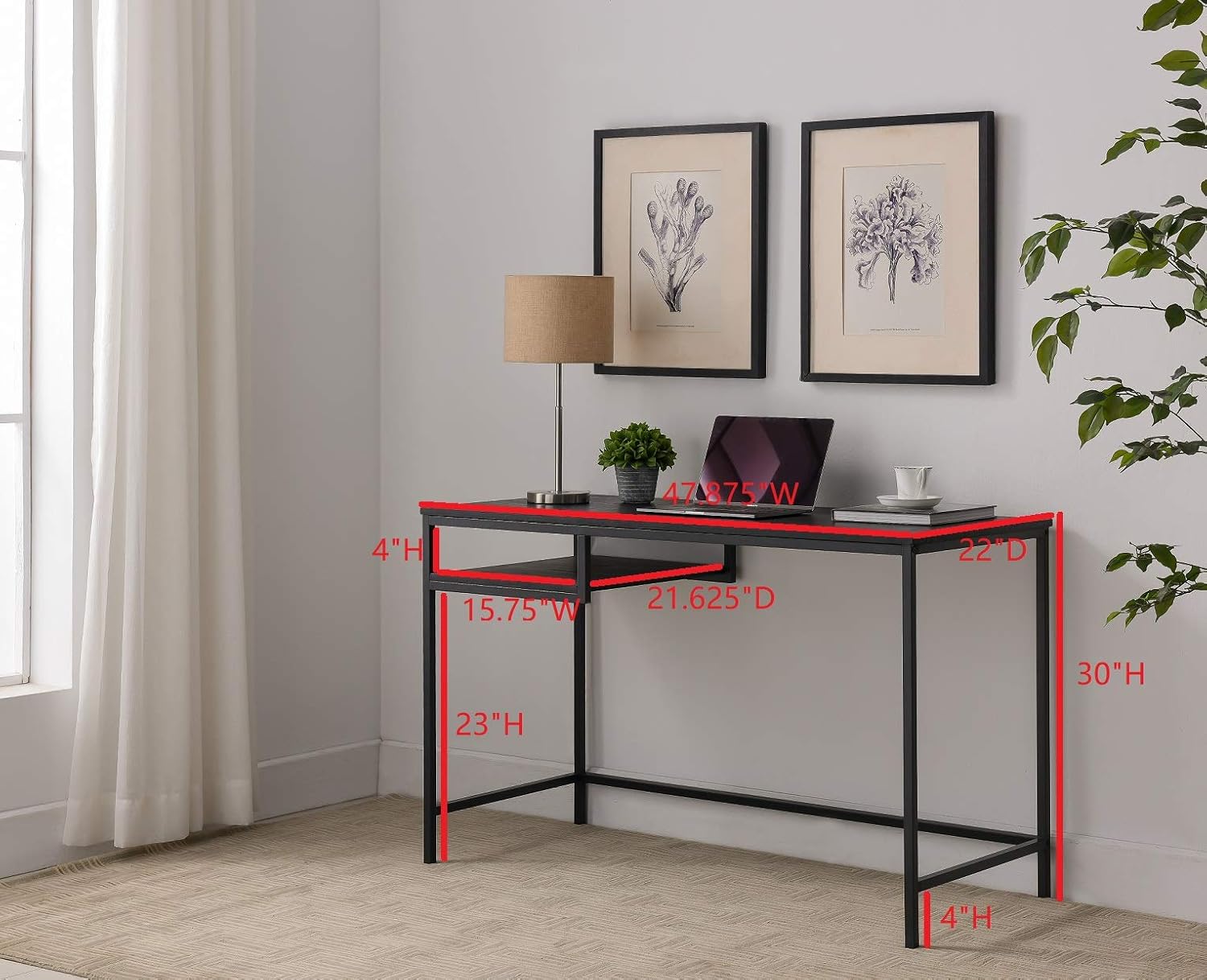 Kings Brand Furniture - Julian Writing/Laptop Desk, Black Metal & Wood