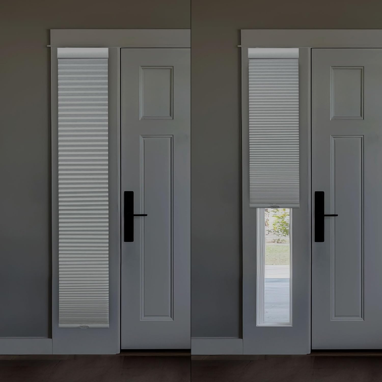 DEZ FURNISHINGS Cordless 1.5" Blackout Sidelight Cellular Shade, 11" W x 72" H, White