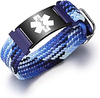 Vista 33 de Pulseras deportivas personalizadas de alerta médica para mujeres y hombres – Pulseras de identificación médica personalizadas con grabado gratuito