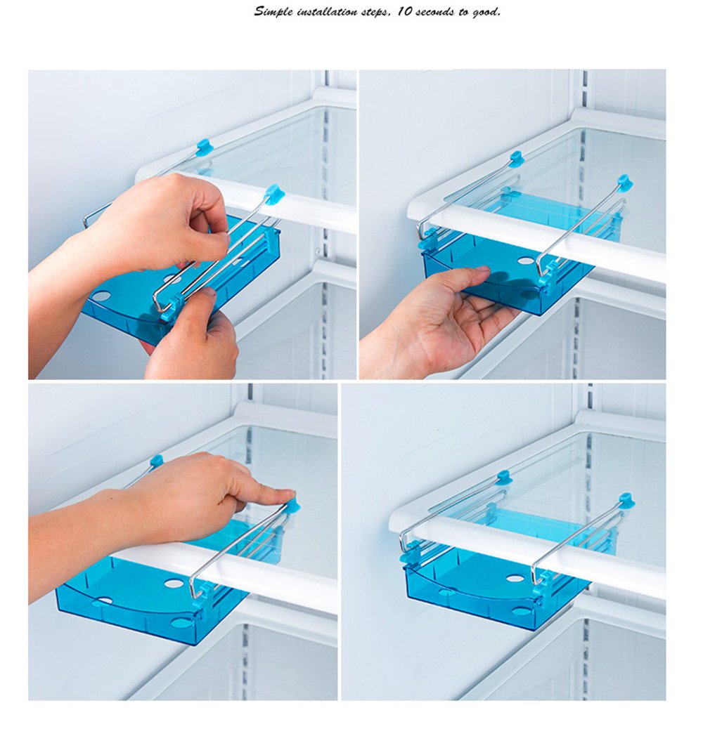 Multifunctionele Schuifbare Vriezer Opslag Plank (2 stks/set) - Schuiflade Vriezer Opslag Plank Koelkast Organizer Ruimtebesparende Plank