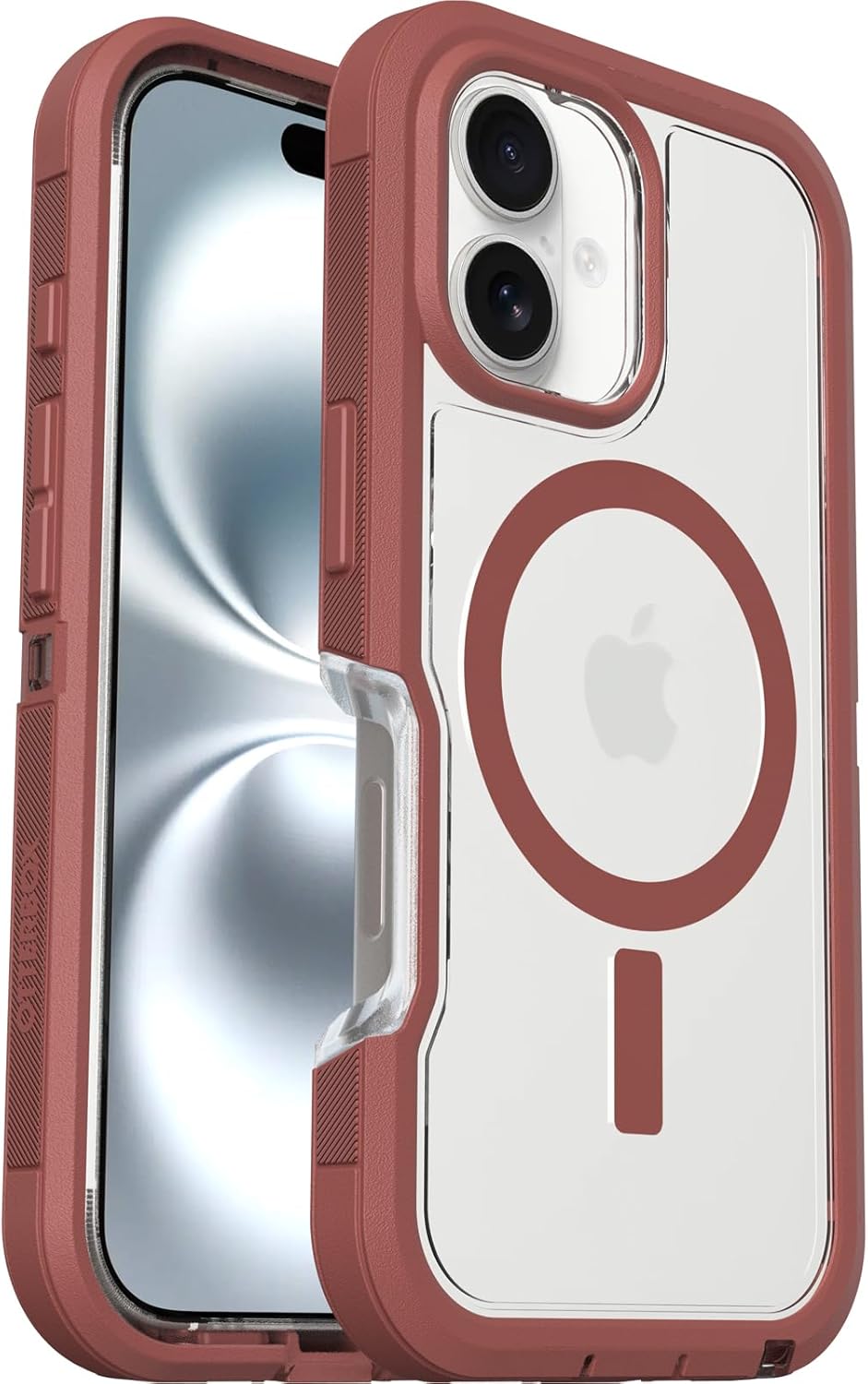 OtterBox iPhone 16 Defender Series XT Clear Case - Brick Red Clear - Image 4