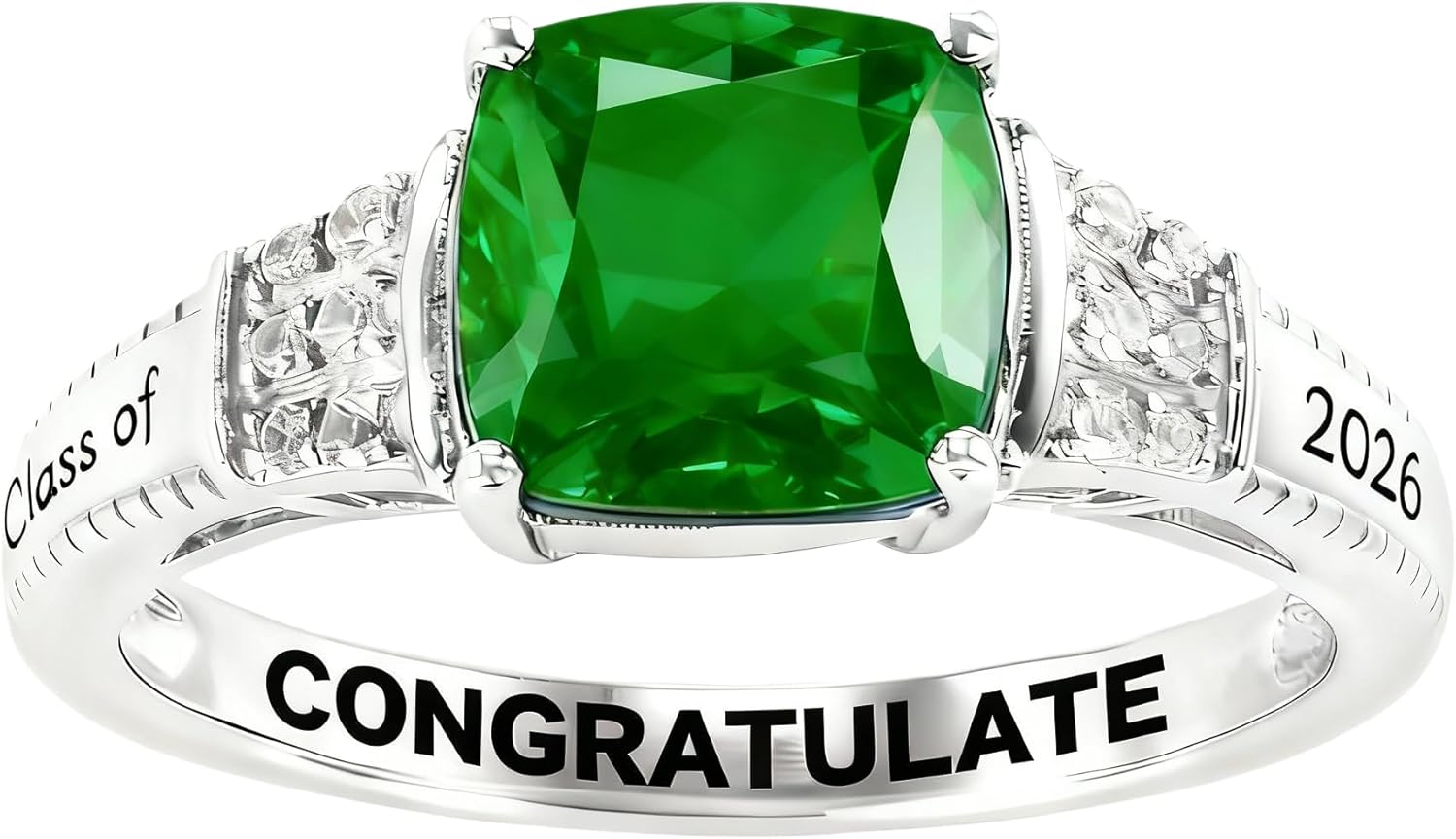 Class Ring for Women High School, 925 Sterling Silver College Graduation Ring, Personalized Women's Birthstone Rings, Senior Class of 2026 Rings Jewelry Gift Customizable（with Gift Box