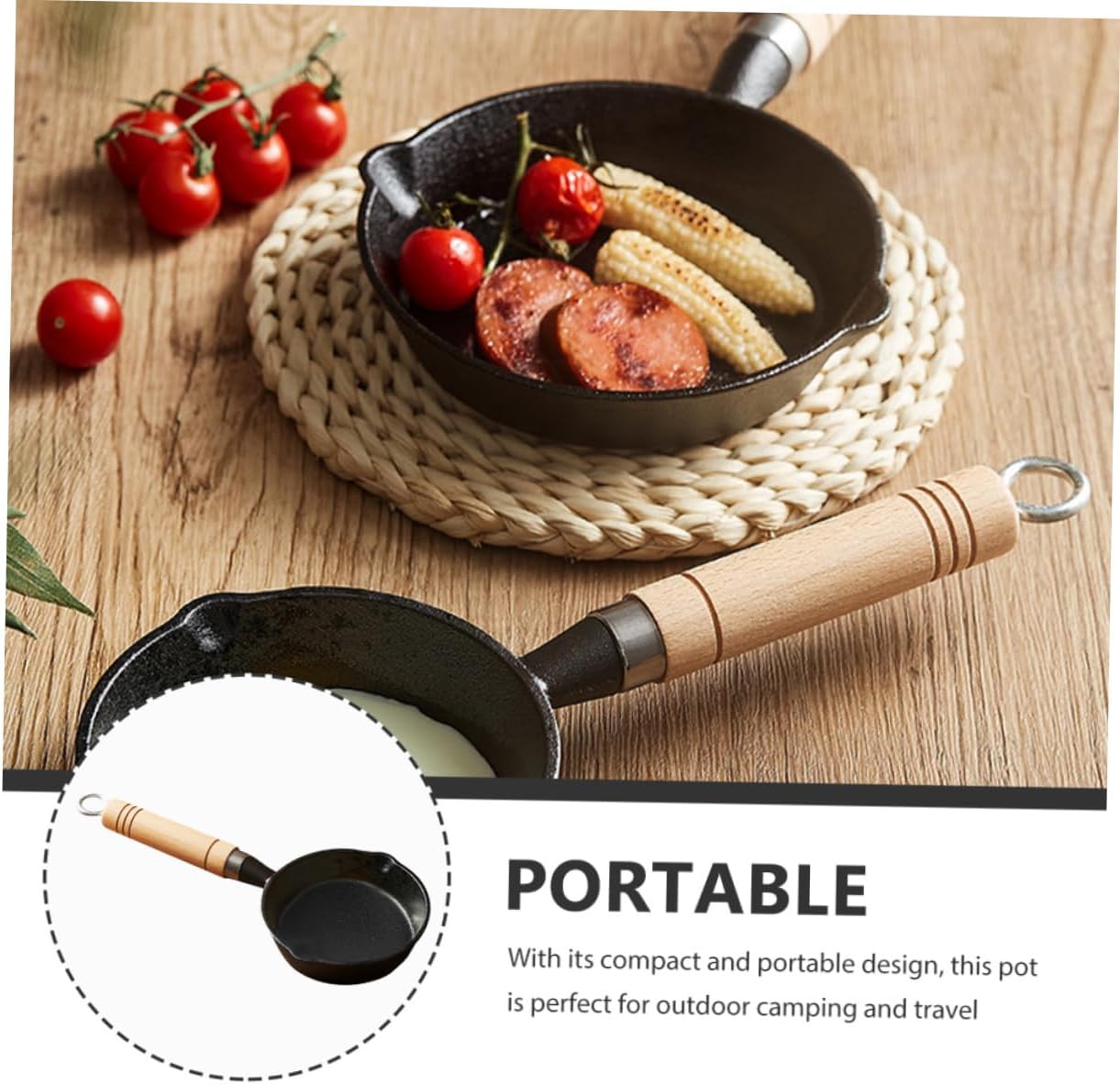 Cast Iron Skillet Frying Pan Lid Melted Butter Warmer Pot Small Butter Melting Pot for Cooking Camping Kitchen Gadget