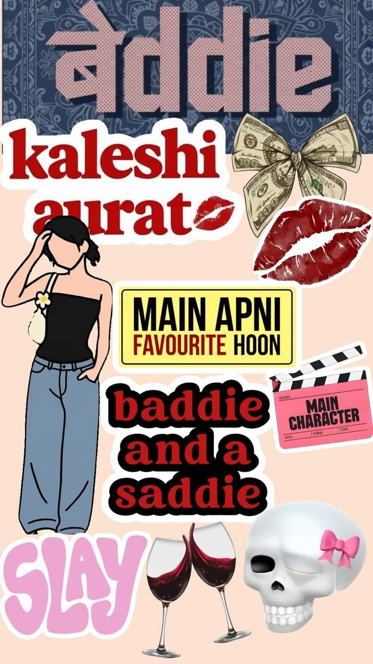 Baddie Aesthetic Sticker Pack | Waterproof Vinyl Trendy Girl Boss, Attitude & Hindi Quote Stickers for Laptop, Water Bottle, Phone, Journal, Scrapbook & Helmet | Pack of 11-image-35