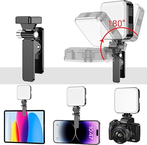 Miniatura 7 de Luz para selfie, 50 LED de 2000 mAh recargable para teléfono celular, 3 modos, brillo de 10 niveles, luz portátil con clip para