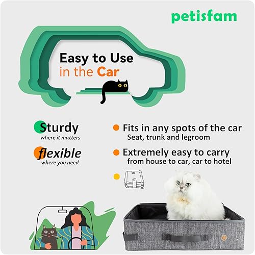 Miniatura 4 de petisfam Caja de arena portátil para gatos en el automóvil. Sin olor, a prueba de fugas, plegable, plegable
