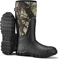HISEA Men's Upgraded Waterproof Insulated Neoprene Rain Boots with Steel Shank - Anti-Slip Adjustable for Hunting Farming Fishing Mud Work
