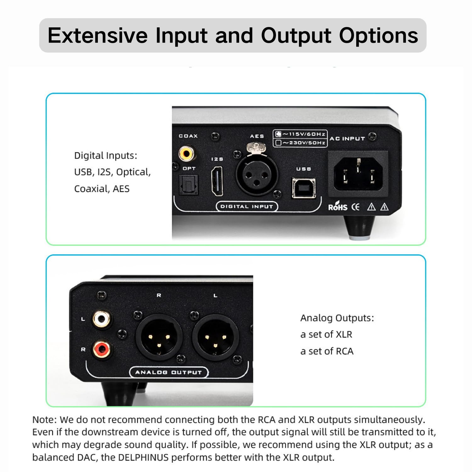 Musician Delphinus R2R DAC Decoder, DSD1024 PCM1536 HiFi Audio DAC, USB/I2S/AES/Coax/Opt Digital zu Analog Konverter mit Xlr/Rca Ausgang, Fernbedienung Desktop Audio D/A Konverter, Schwarz