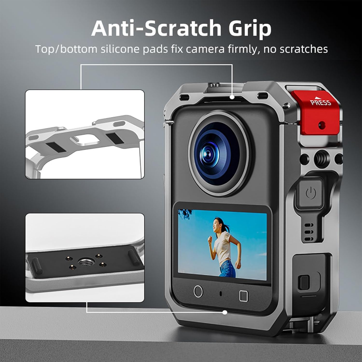 Metal Protective Cage for DJI Osmo 360 Panoramic Camera, Rabbit Cage Expansion Protective Frame Cage with Silicone Lens Protection Cover and Windproof Cottons Camera Accessories (Silver Gray)
