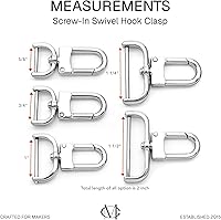 Vista 4 de CRAFTMEMORE 2 piezas de gancho de presión desmontable con cierre giratorio con barra de tornillo VT99 para reemplazo de hardware de correa de bolsa
