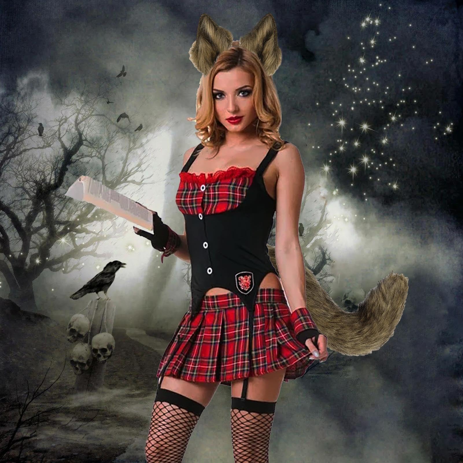 Costume Halloween Outfit Realistico Morbido E Comodo | Set Cosplay Animali Guanti Coda Orecchie Per Feste Di Compleanno, Sfide Di Personaggi, Sfilate, Balli In Maschera, Fidanzata
