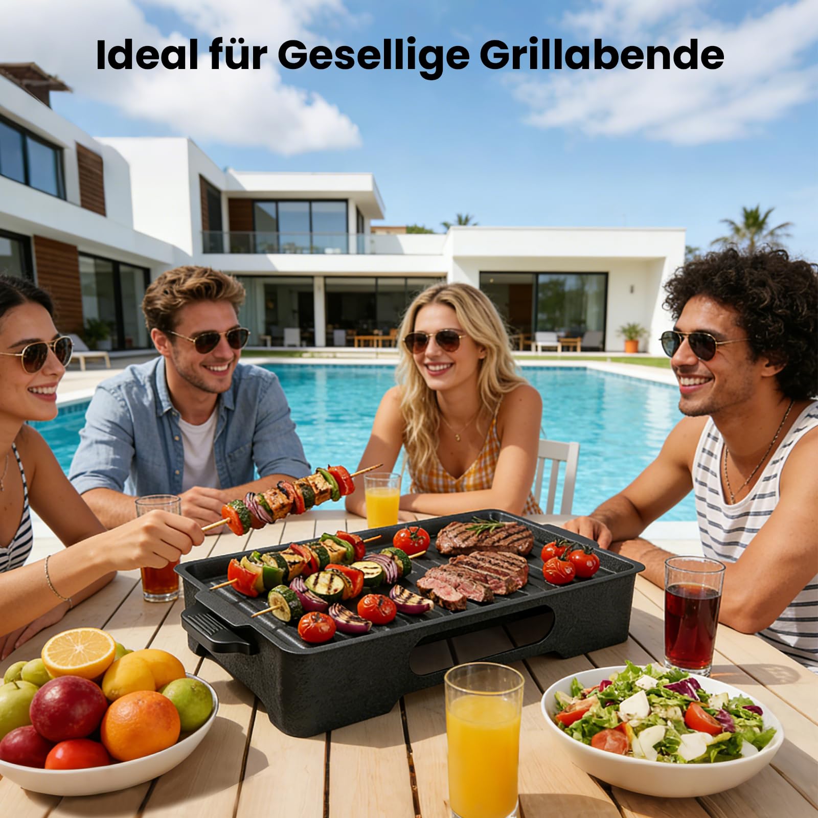 GEEKHOM BBQ Warmhalteplatte fürs Grillen Grosse Aluminium Grill Heizplatte mit Antihaftbeschichtung Speisenwärmer für Buffet & Camping Grill Zubehör für Outdoor Grill & Garten（Ohne Kerzen）