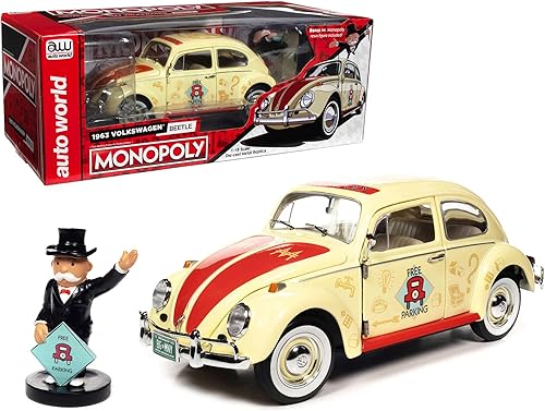 Miniatura 5 de Auto World 1963 Beetle Monopoly Free Parking 1:18 Escala Diecast Vehículo Réplica