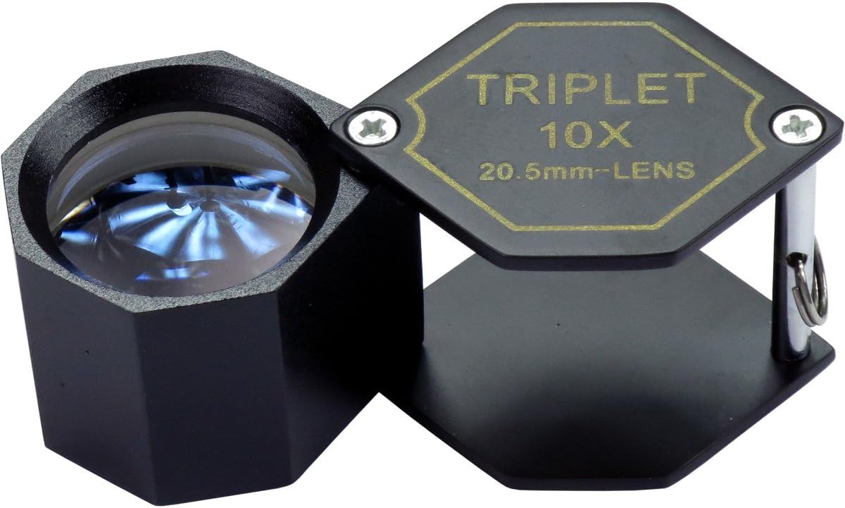 HTS 201D1 10x 21mm Black Triplet Hex Loupe with Leather Case