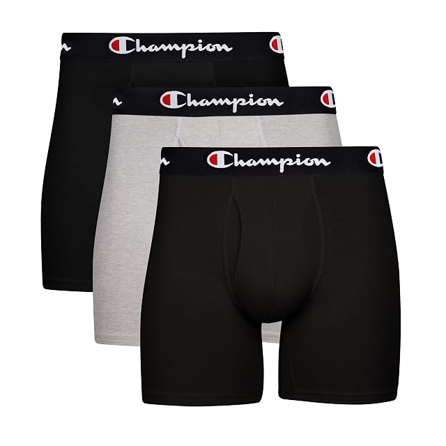 Champion Mens Everyday Cotton Stretch Boxer Briefs- 3 Pack