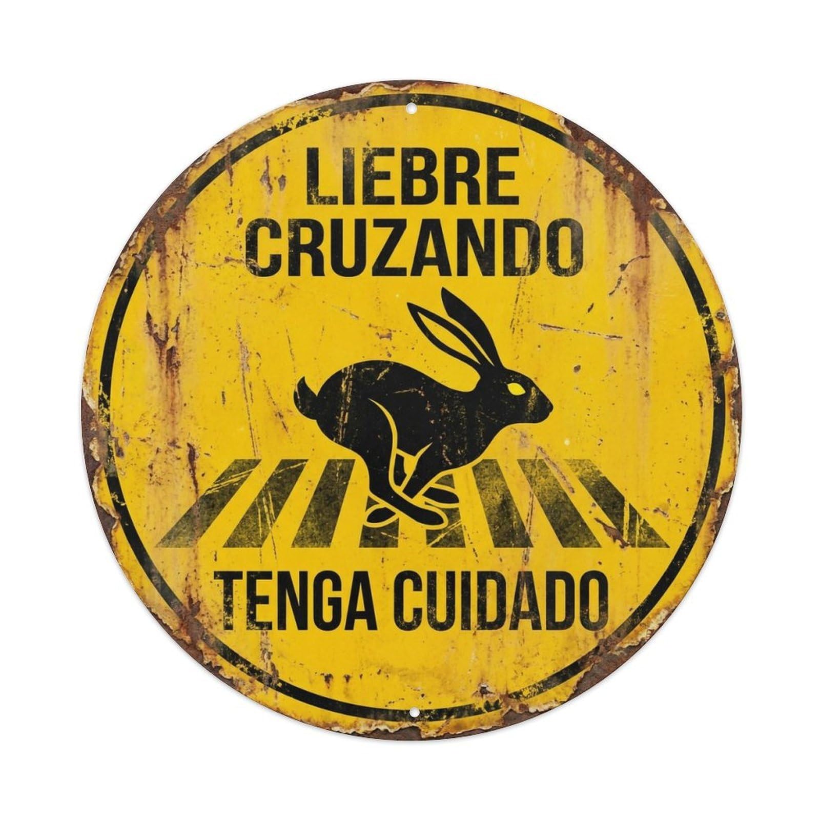 Hare Crossing Tenga Cuidado Retro Metal Tin Sign