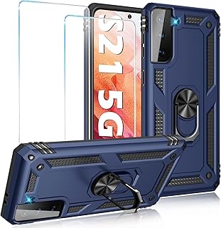Case for Samsung Galaxy S21 5G Case Heavy Duty with Built in Screen Protector Hard Armor Military Anti-Fall Bumper Cover for Samsung S21 5G 6.2 2021 Phone Cases with Magnetic Ring Kickstand