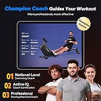 Vista 5 de MERACH Máquinas de remo para el hogar, potente máquina de remo electromagnética con riel extendido de 51.2 pulgadas, remo de ajuste de resistencia