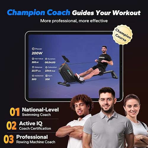 Miniatura 5 de MERACH Máquinas de remo para el hogar, potente máquina de remo electromagnética con riel extendido de 51.2 pulgadas, remo de ajuste de resistencia