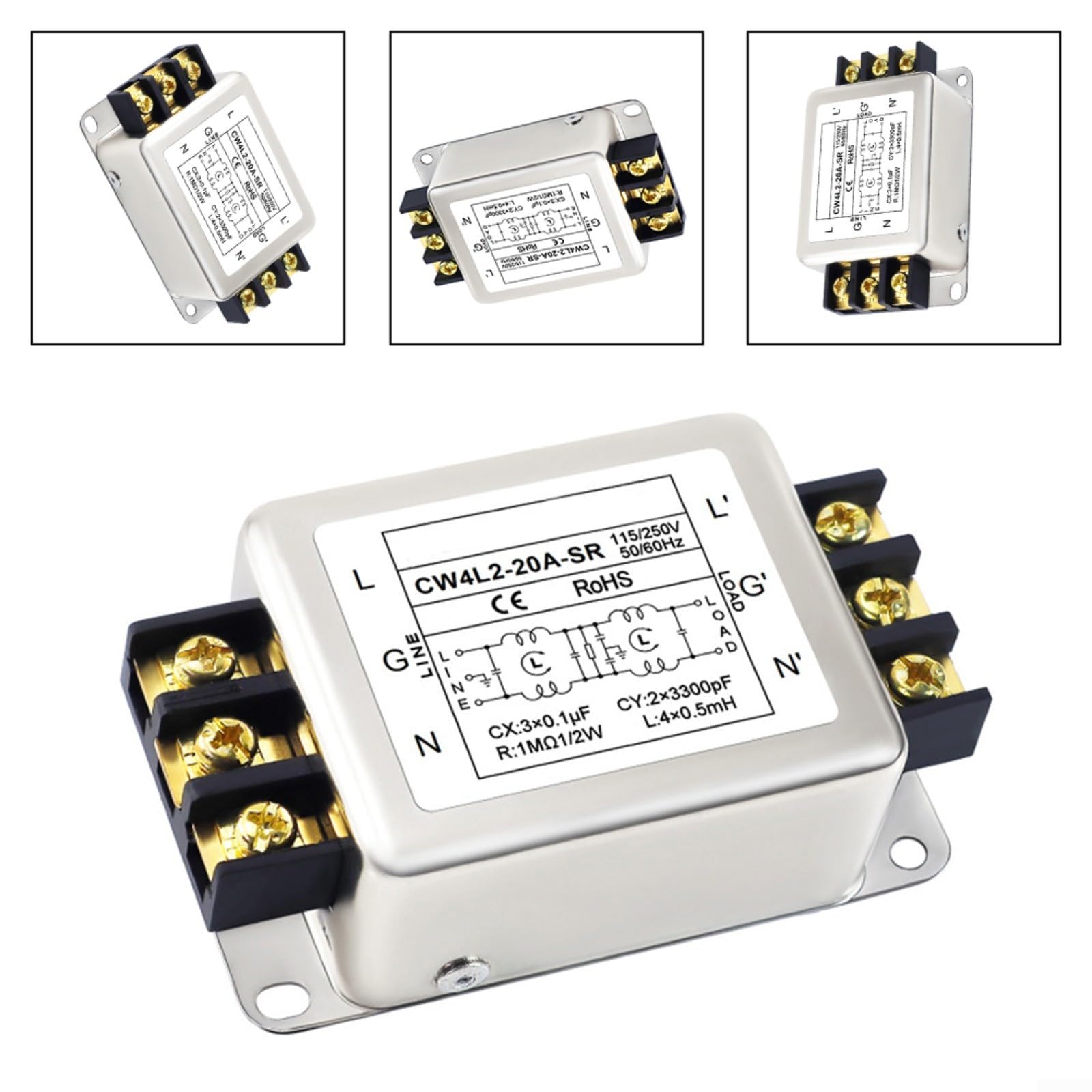 Netzfilter,CW4L2 Einphasiger Zweistufiger Netzfilter 3A/6A/10A/20A Entstörfilter Für Stromversorgung(10A)