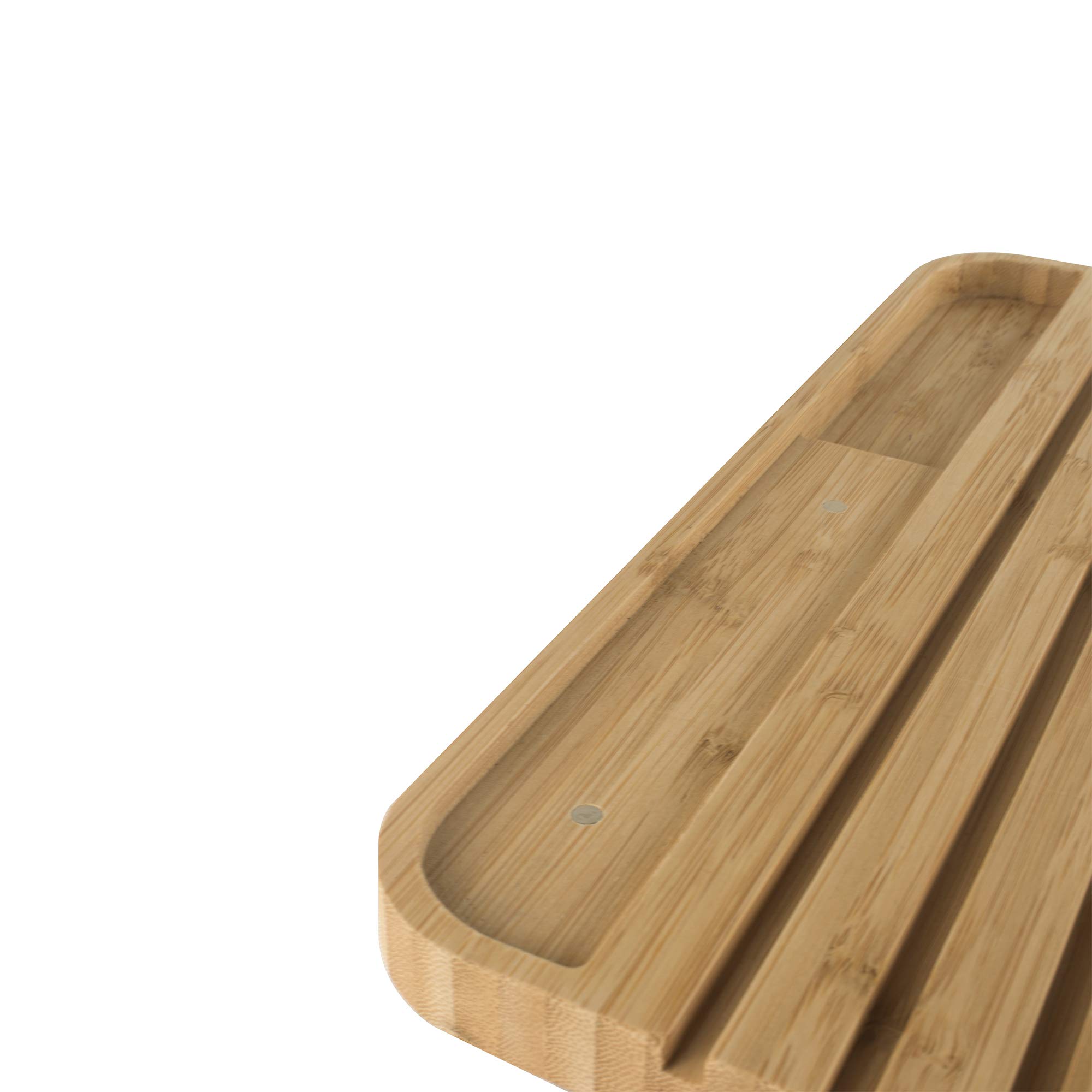 Pebbly - Grande Planche à Pain en Bambou Naturel - 32 x 26 cm - Avec Couteau à Pain Aimanté sur la Planche - Pratique pour Optimiser Rangement, Jaune,rouge | Découpe Facile du Pain, Optimisation Rangement, Design élégant dans Cuisine