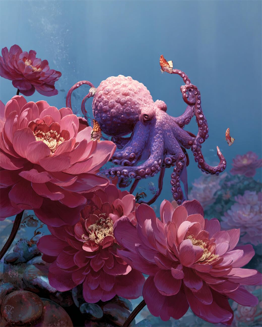 Rkflgew B Diy Seed Ead Embroidery Kits Octopus And Flowers 30X40cm