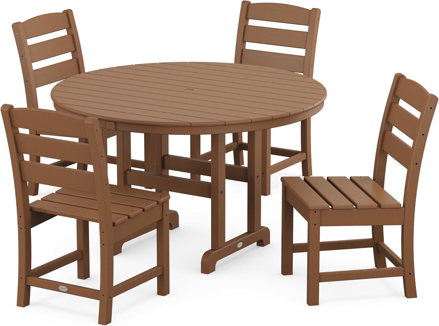 POLYWOOD Lakeside 5-Piece Round Dining Set, 48" Table, 4 Chairs, Outdoor Patio Furniture, Fade-Proof Black Recycled Plastic, Deck Garden Backyard