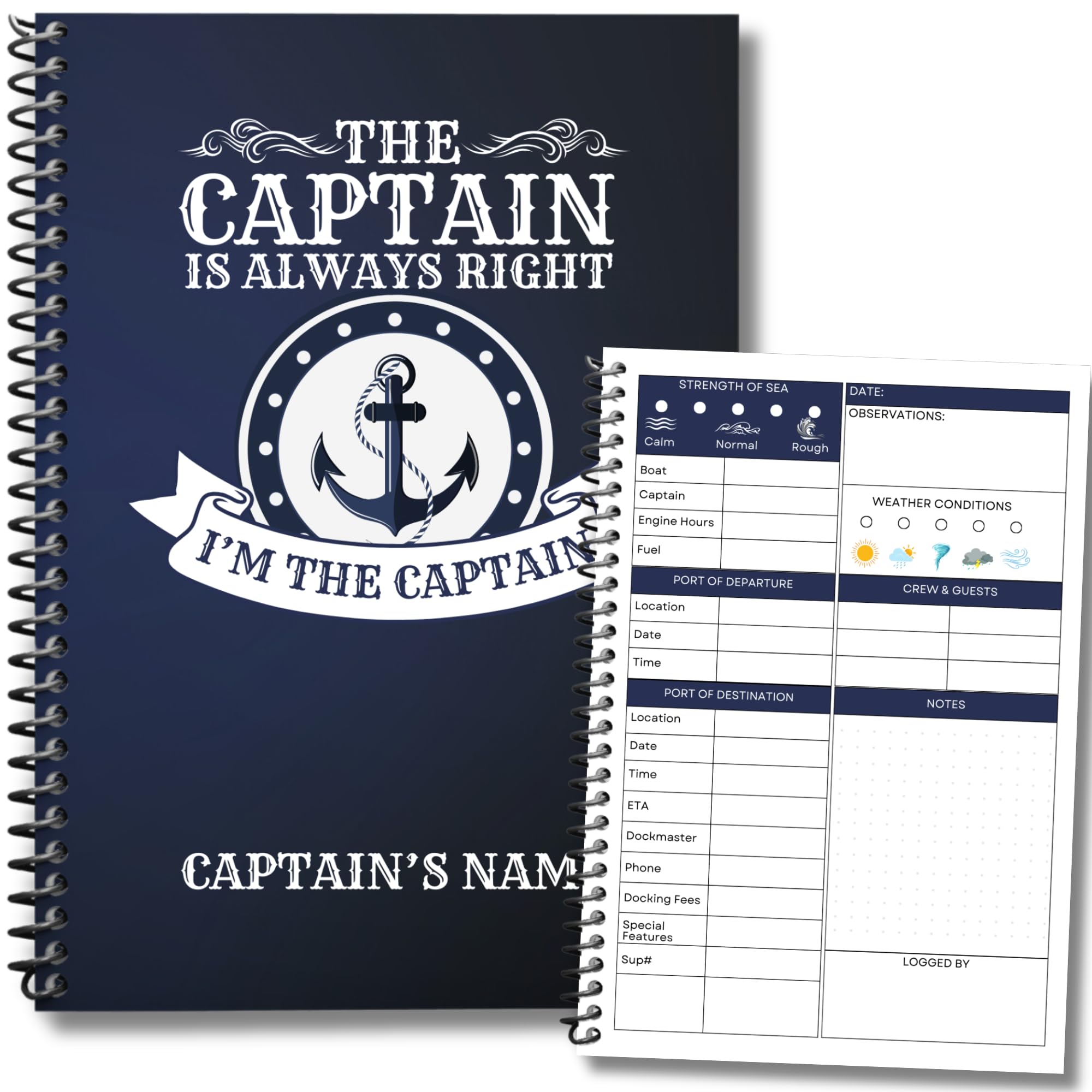 Snapklik.com : Custom Captains Log Book - Personalized Nautical Diary ...
