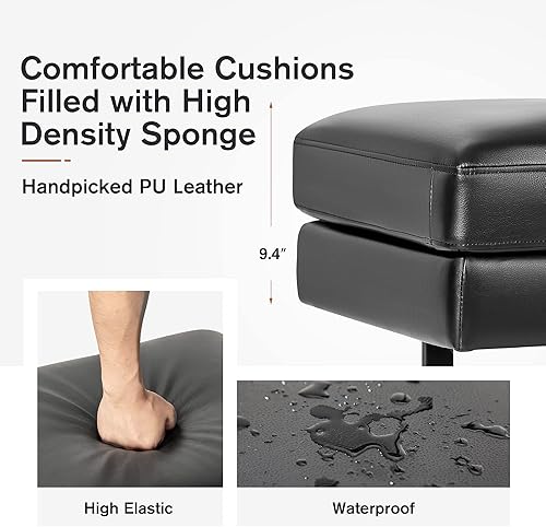 Miniatura 4 de Furmax Sillas de sala de espera, silla de invitados de oficina de piel sintética, sillas de sala de conferencias de 59.6 pulgadas, sillas de 3