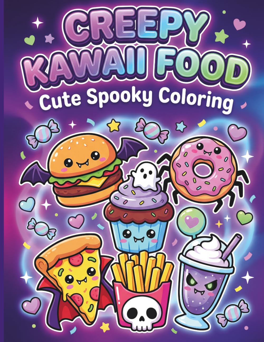 Creepy Kawaii Food Coloring Book: Cute Spooky Characters for Relaxing Fun and Stress Relief: Adorable Creepy Food Designs Featuring Pizza, Donuts, ... and Fun Coloring for Kids, Teens & Adults