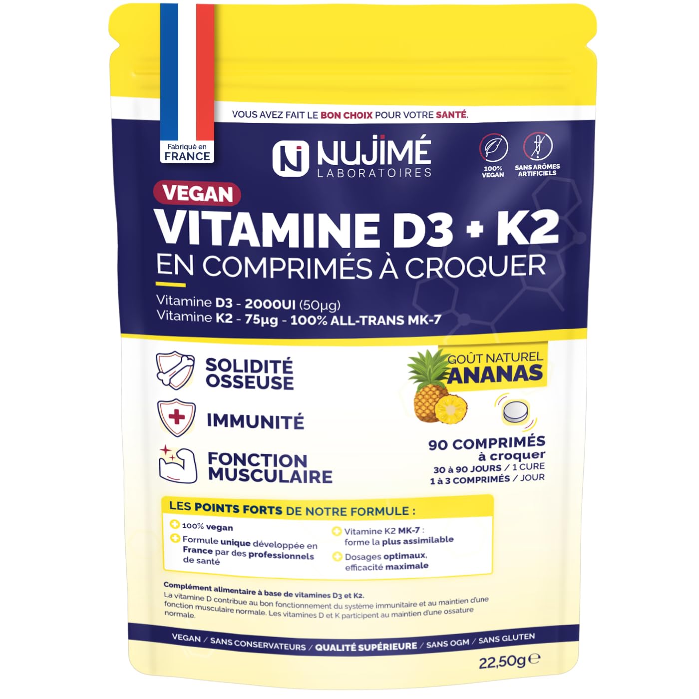 Vitamine D3 (2000UI) + K2 (all-trans MK7