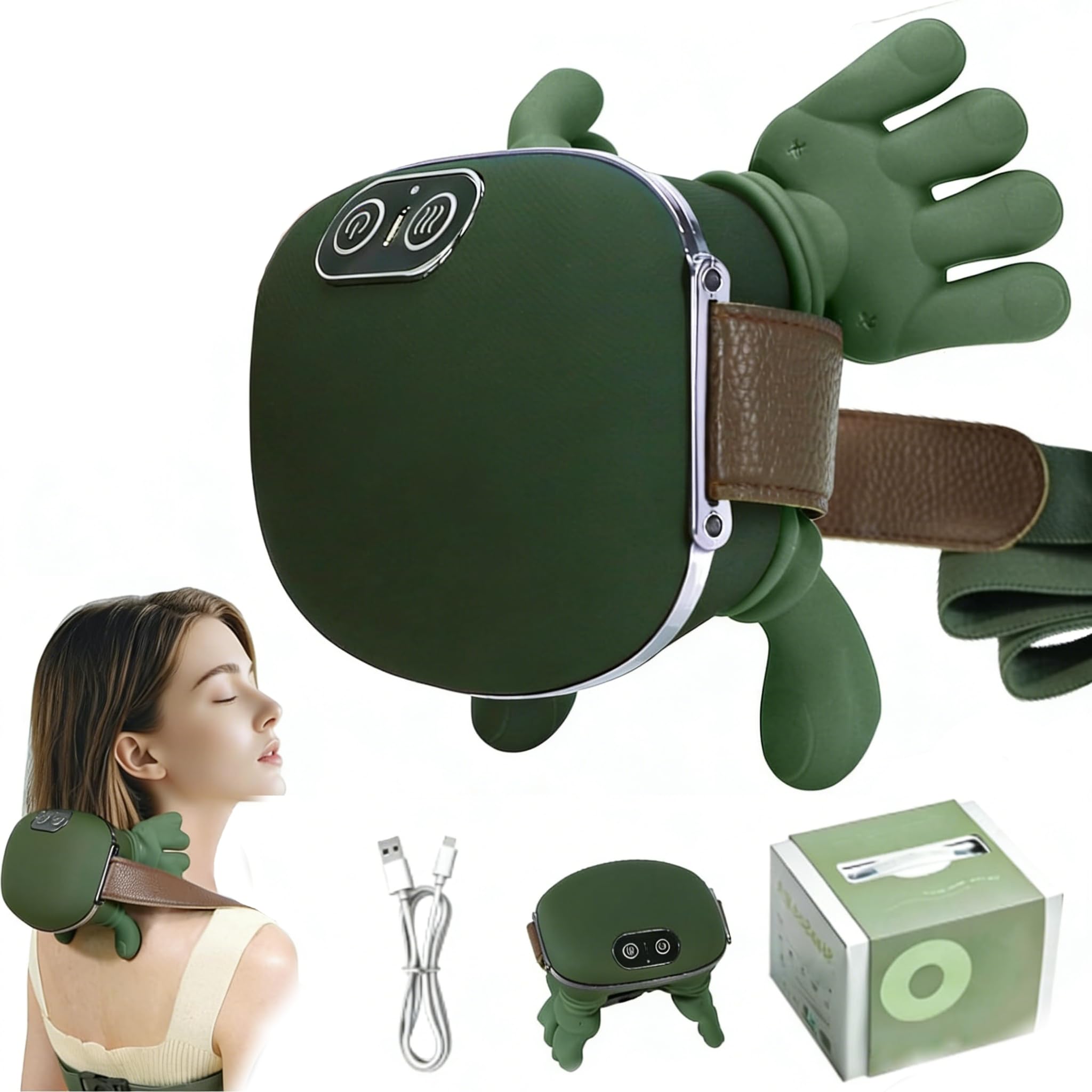 Masseur de cou et d'épaules, massage shiatsu portable du dos en forme de main pour les tissus profonds 4D avec chaleur pour soulager la douleur et détendre les muscles, cadeau pour homme et