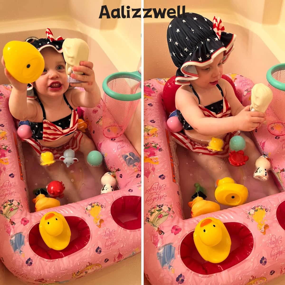 Aalizzwell Baby Girl 2-Piece Bikini Swimsuit with Hat - Image 2