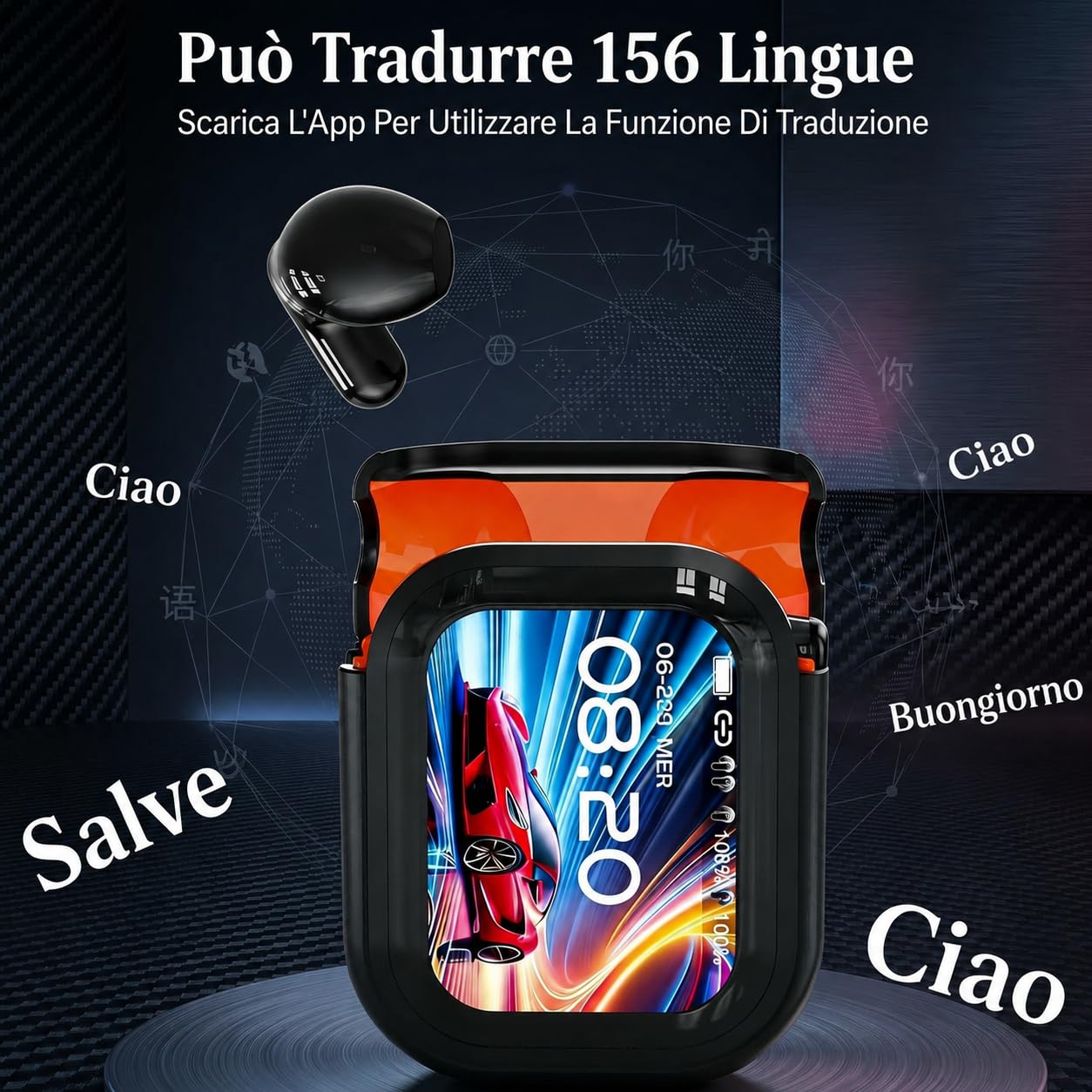 Luminea HTC Traduttore Cuffie Compatibili Con 156 Lingue Cuffie HTC Traduttore Istantaneo Per Viaggi Riunioni Studio e Conversazioni (nero)