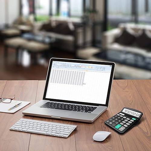 Miniatura 6 de Calculadora, Splaks Estándar Funcional Escritorio Calculadoras Sola y AA Batería Dual Power Calculadora Electrónica Negro