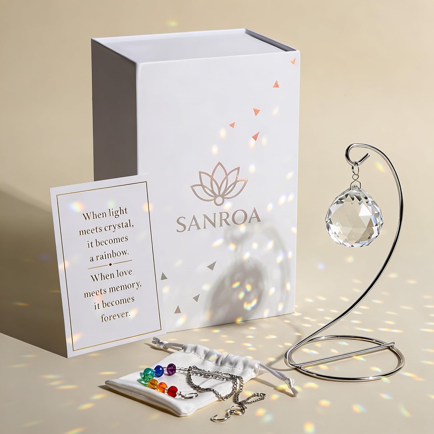 Memorial Crystal Suncatcher – Unique Bereavement Remembrance Ornament, Rainbow Maker for Loss of Loved One, Miscarriage & Sympathy Gift, Condolence Funeral Gift, Stand or Hang, Elegant Box