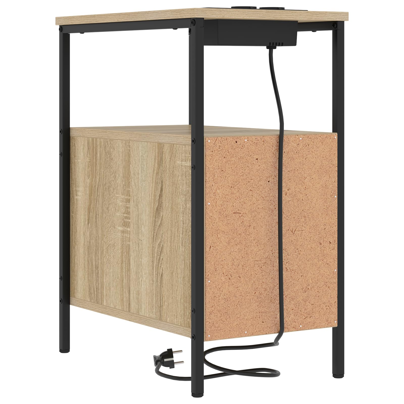 Moderner Nachttisch mit Schublade und Ladestation - Stylischer Beistelltisch aus hochwertigem MDF in dunklem Matt-Finish, ideal für Schlafzimmer und Gästezimmer