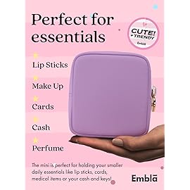 Embla Makeup Bag Travel Cosmetics Pouch and Toiletry Bag, Nylon Zipper Pouch Purse, Cute Make Up Organizer Storage Tote for Women Girls, Waterproof Travel Skincare Case, Small Makeup Bags,Grape