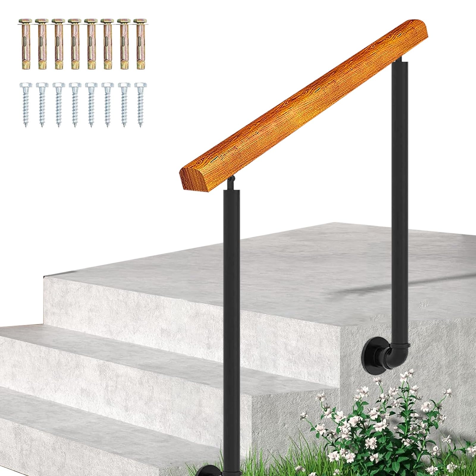 Rampes pour marches extérieures en métal de haute qualité avec kit de fixation latérale réglable