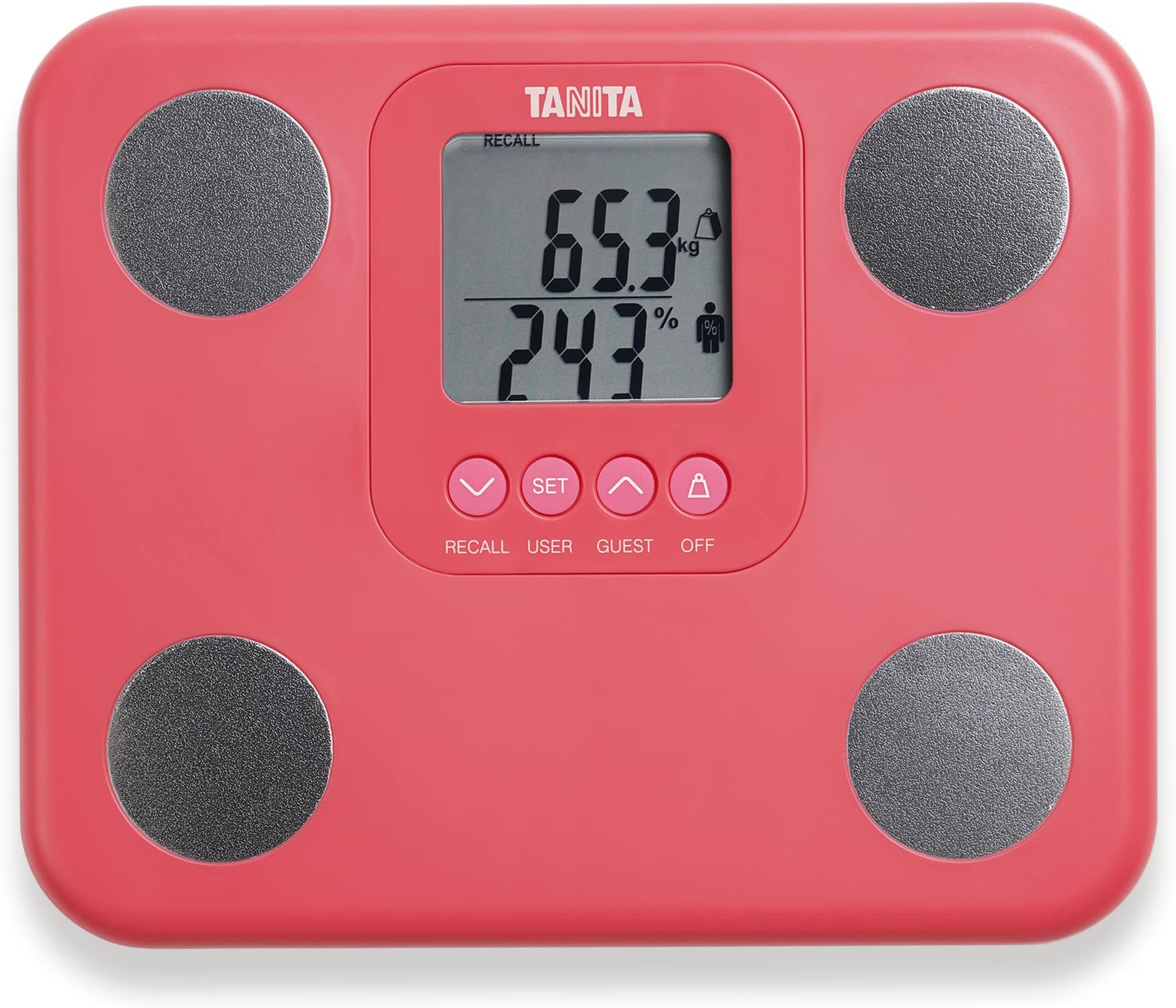 – TANITA BC-730 Smart Scales for Body Weight and Fat – Compact Digital Bathroom Scales with Body Composition Monitor, LCD Display, Pink