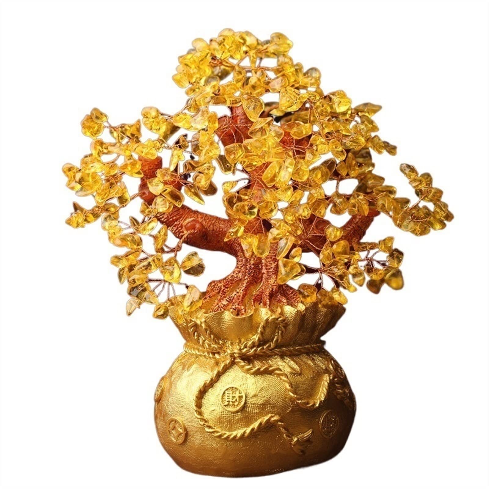 Arbre De Cristal, Arbre Porte-Bonheur, Arbre De Cristal Jaune, Arbre Porte-Bonheur Naturel, Ornements d'arbre d'argent, Bonsaï, Richesse, Chance, Ornements Feng Shui, Arbres d'argent