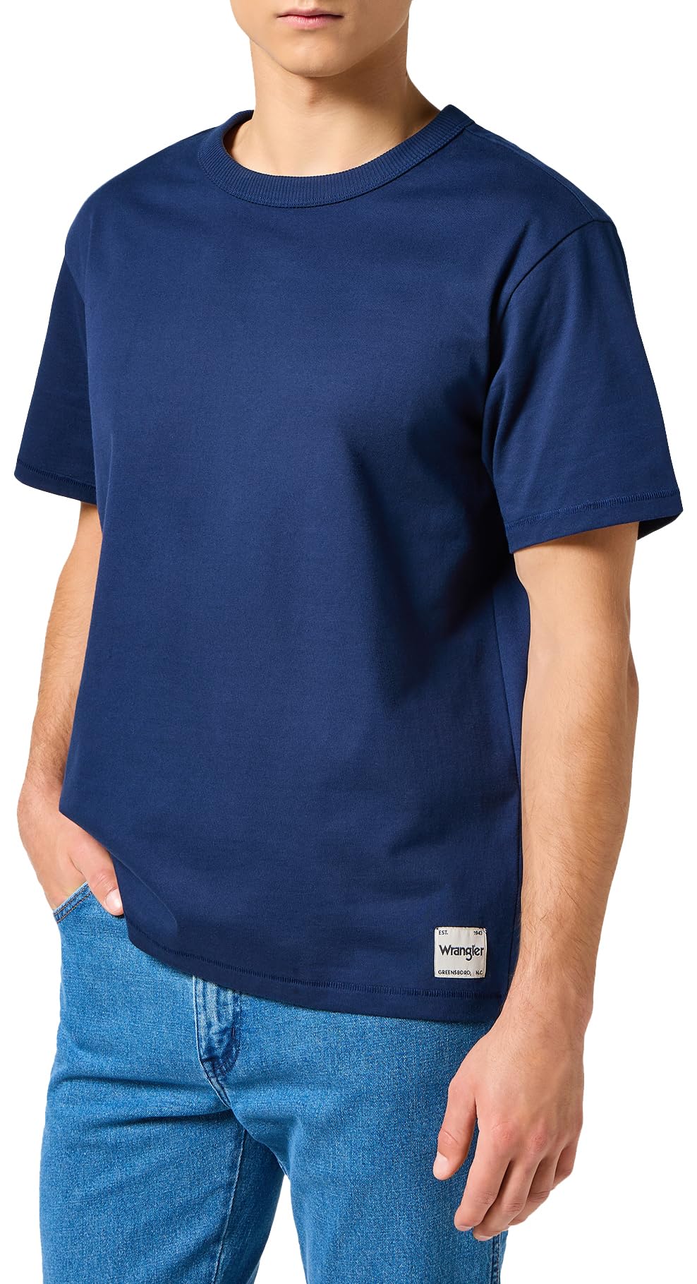 Wrangler Men's Ss Solid Tee T-Shirt, Navy, XL