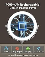 Vista 3 de DOWRY Espejo de maquillaje iluminado recargable de 4000 mAh, espejo de tocador de 20 aumentos, espejo giratorio de dos caras para mujeres, esposa