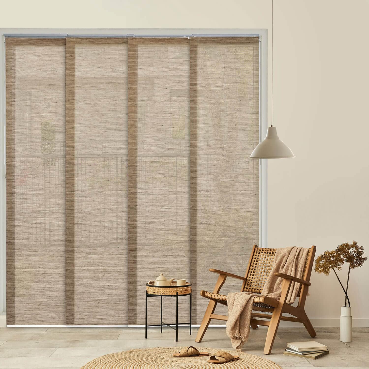 GoDear Design Adjustable Panel Track Blinds - Vertical, Extendable from 45.8 to 86 W, Trimmable Up to 96, See-Through Jute Fabric Yoga Blinds GoDear Design Adjustable Panel Track Blinds - Vertical, Extendable from 45.8 to 86 W, Trimmable Up to 96, See-Through Jute Fabric Yoga Blinds