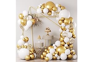 124Pcs Gold White Balloons Garland Kit