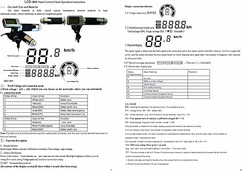 Miniatura 4 de VBESTLIFE Kit de controlador de motor eléctrico sin escobillas de 3648V 1500W, controlador eléctrico sin escobillas con pantalla LCD, kit de agarre