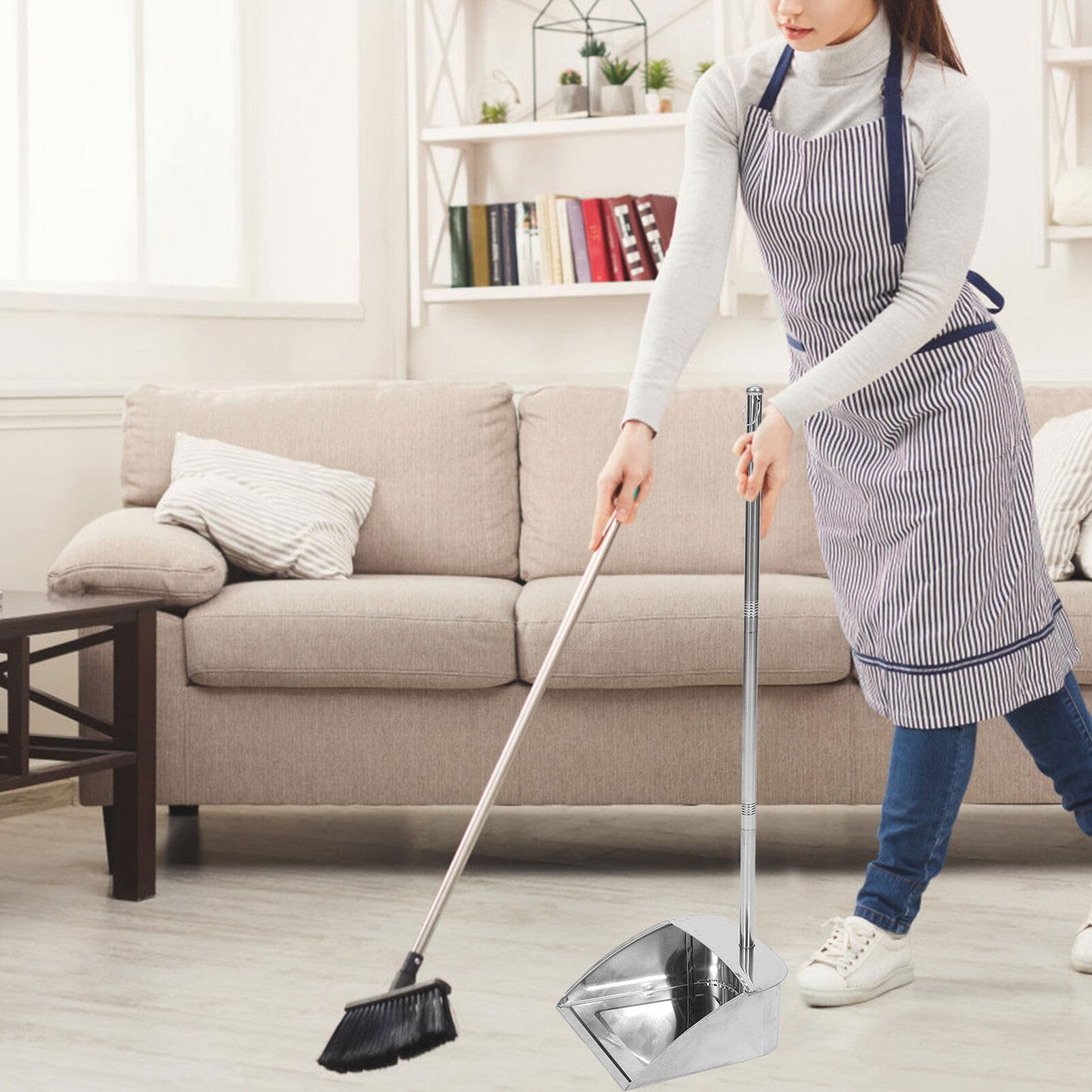 Alipis Recogedor de Basura de Acero Inoxidable sin Agacharse para Hogar | Color Plata, Ajuste al Suelo, Diseño de Limpieza Ahorro de Esfuerzo, Uso Doméstico