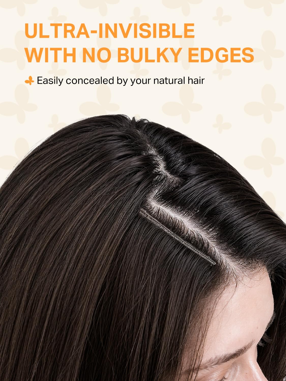 DOORES Butterfly Weft Hair Extensions Human Hair, Walnut Brown to Ash Brown and Bleach Blonde Double Layered Genius Weft with Hole and Micro Beads Hand Tied Straight Hair Extensions 14 Inch 80g