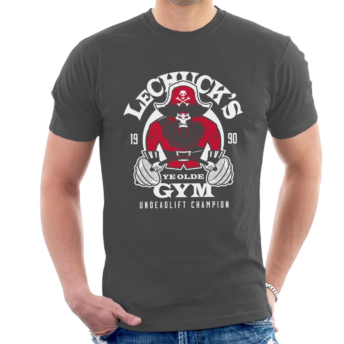 Cloud City 7 Men's Charcoal Monkey Island Lechucks Gym T-Shirt