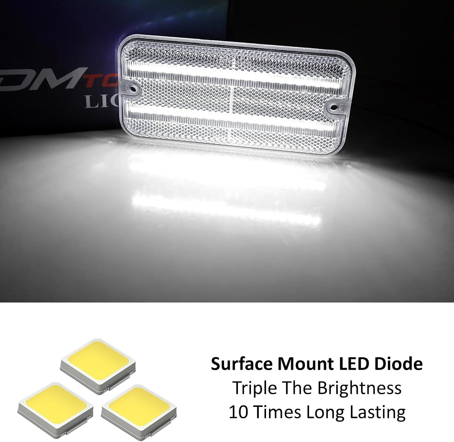 iJDMTOY Semi-Clear Lens White Full LED Front/Rear Side Marker Light Kit Compatible With 1985-1995 GMC/Chevy Van Sportcan Vandura SaVana, Powered by Total 180-SMD LED